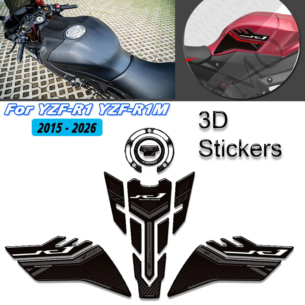 

Motorcycle For YZF-R1 YZF-R1M YZFR1 YZFR1M YZF R1 R1M Tank Pad Cap Gas Fuel Knee Stickers Decals Protection 2015 - 2026