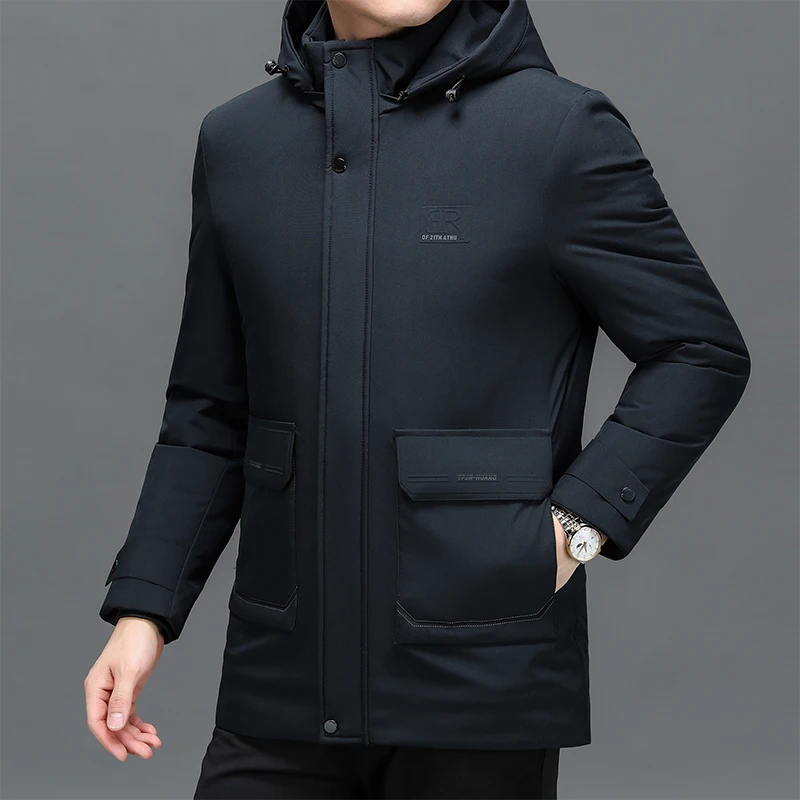 2024 Men's Fashion Detachable Cap Thickened Plush Office Clothing Top Long Sleeve  Youth Cotton-padded Jacket 2023 Coat For Men