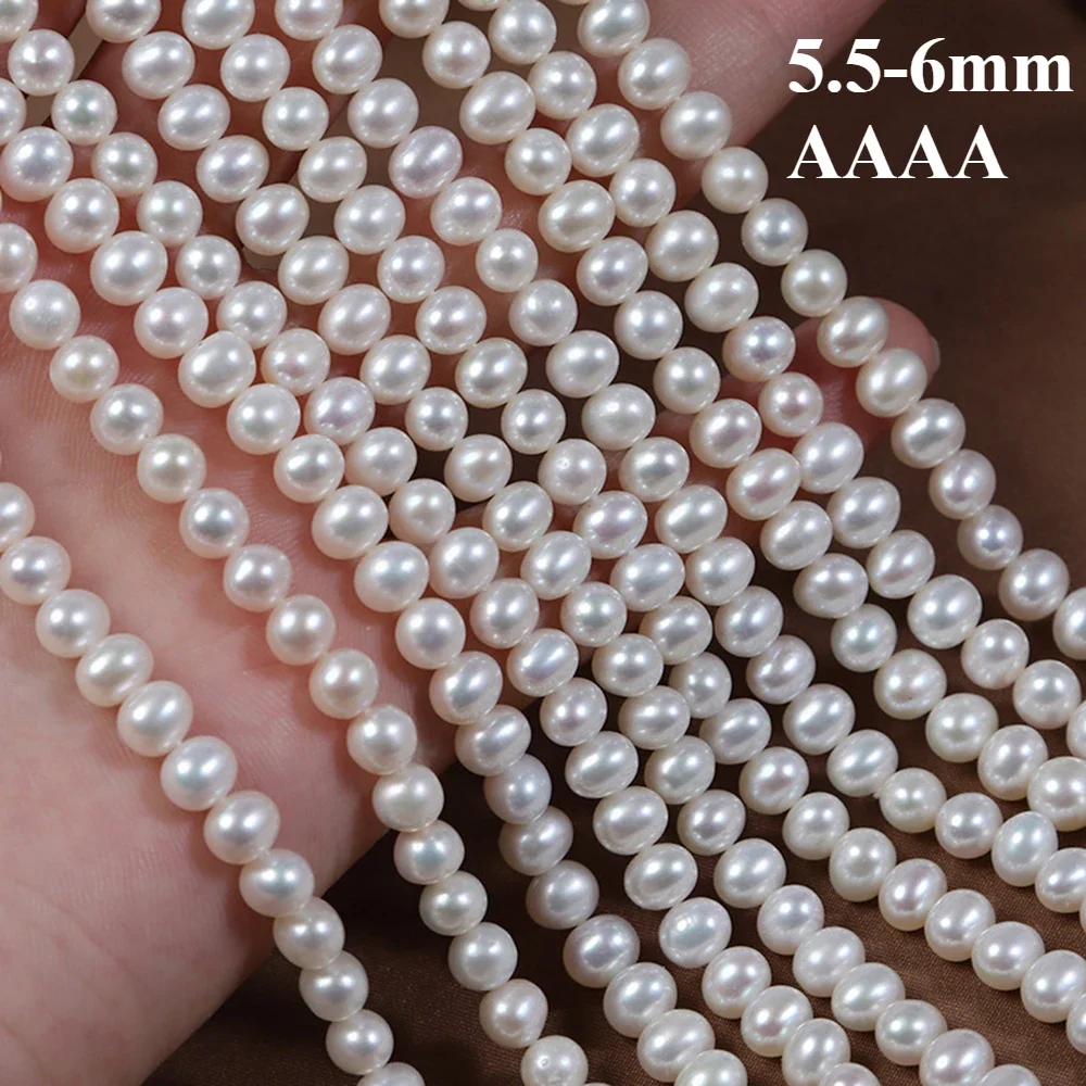 

5.5-6mm 4A Natural Freshwater White Near Round Pearl Isolated Loose Bead Women Jewelry Make DIY Necklace Bracelet Accessories