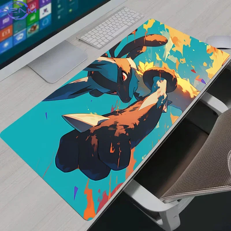 Neon Blue Lightning Power Anime Cartoon Mouse Pad, Rubber Non Slip Desk Mat for Gaming Desktop Decor