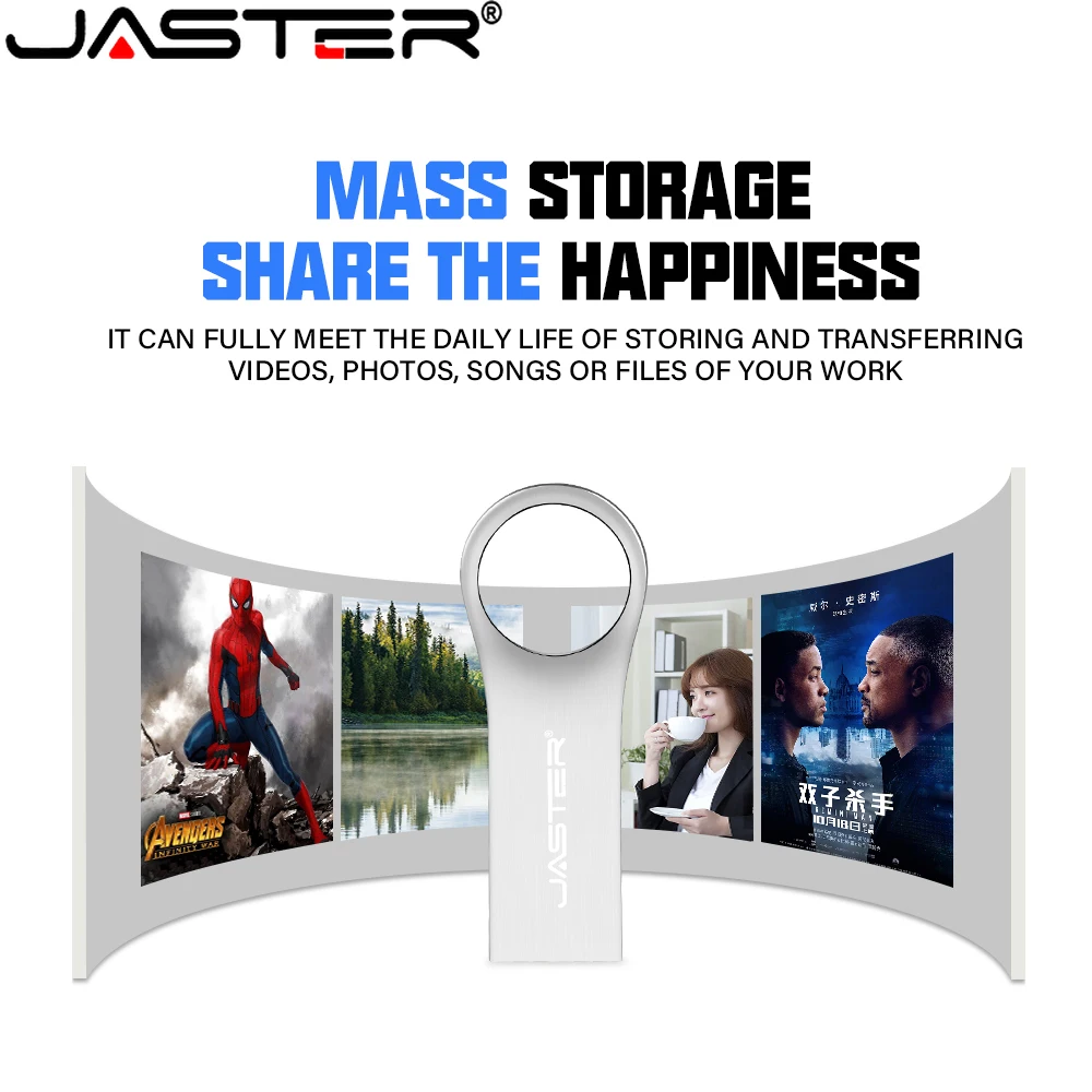 JASTER 64GB USB drive 32GB Pendive 16GB 8GB External storage 4GB Free Gifts Key Chain Memory stick Waterproof  Metal flash drive