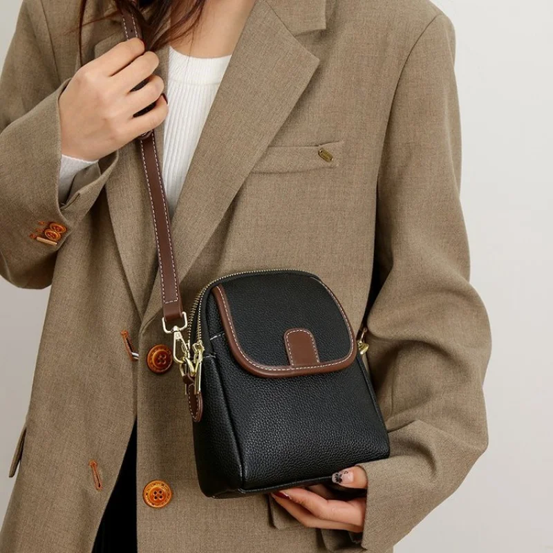 الراقية العلامة التجارية الفاخرة السيدات حقيبة كروسبودي جلدية عصرية أنيقة Crossbody شيك العصرية اليومية ركاب حقيبة خمر #2