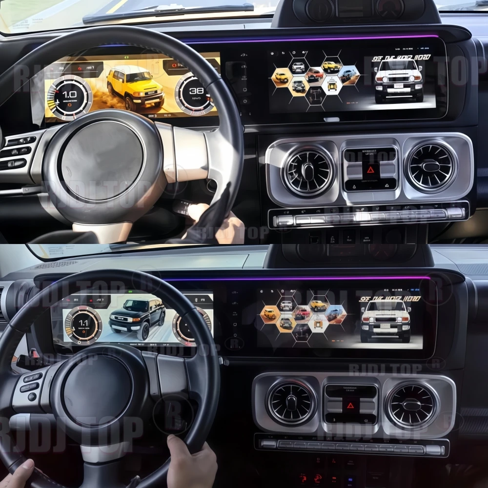 

Двухэкранный 12.3-дюймовый автомобильный мультимедийный центр Android Carplay для Toyota Land Cruiser FJ 2007-2022 с GPS-навигацией и головным устройством