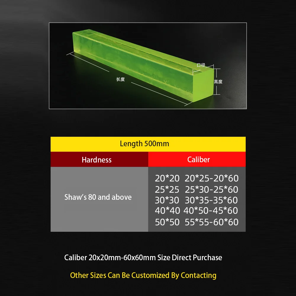 1PCS Square PU Polyurethane Bar 15x15 20x25 20x30mm/-60x60mm Length 500mm Beef Tendon Plate Elastic Stretch Sticks Plastic Rod