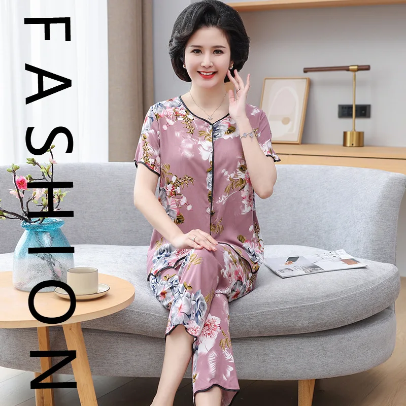 

Костюм из хлопка и шелка, женский летний комплект из двух предметов с короткими рукавами, летняя хлопковая шелковая повседневная свободная женская одежда для дома, женская одежда, которую можно носить