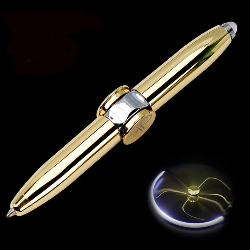 1pcs Creative Multi-Function LED Rotate Decompression Gyroscope Kids Toys Metal Ballpoint Pen Fashion Stress Relief Toy