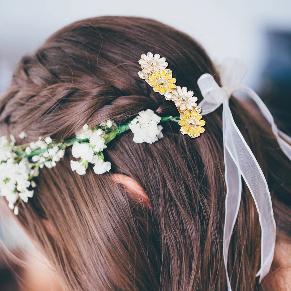 

Flower Spring Clips Daisy Spring Hair Clip Pins for Women Wedding Party Travel Daily Life Metal Alloy Hair Accessories