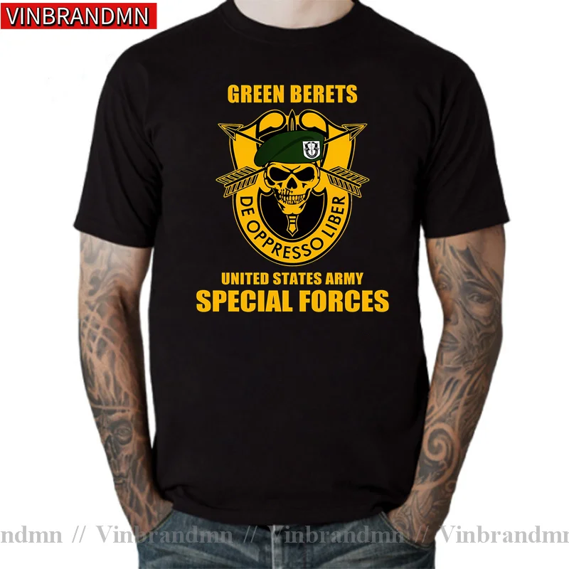 US Army Green Beret Special Forces Gear T-Shirt Summer Cotton O-Neck Short Sleeve Military Green T Shirt Oversize Streetwear Tee