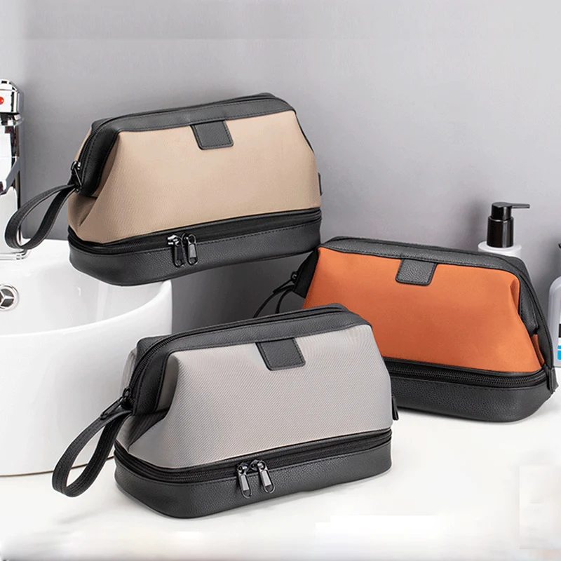 high-end-waterproof-nylon-toiletry-bag-for-men-travel-double-layer-large-capacity-men-toiletry-storage-bag-pu-cosmetic-bag