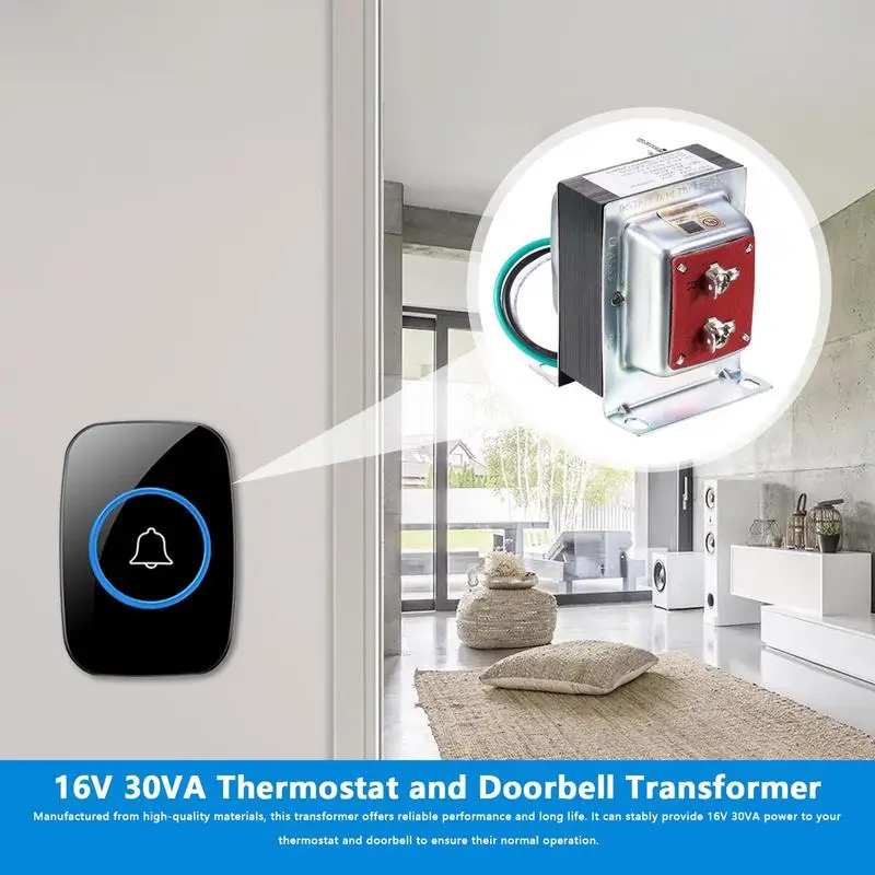 Video Doorbell Transformer16V 30VA Doorbell Power Supply Door Chime TransformerUniversal Safety Protection Power Adapter