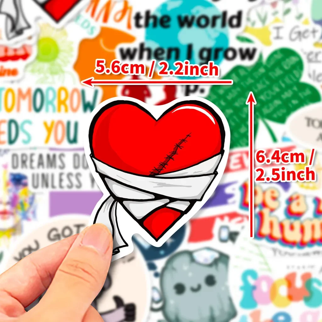 50Pcs Inspirational Text Stickers, Colorful English Letter Decals for Pencil Case & Wall DIY Decor Giajar Sticker Store