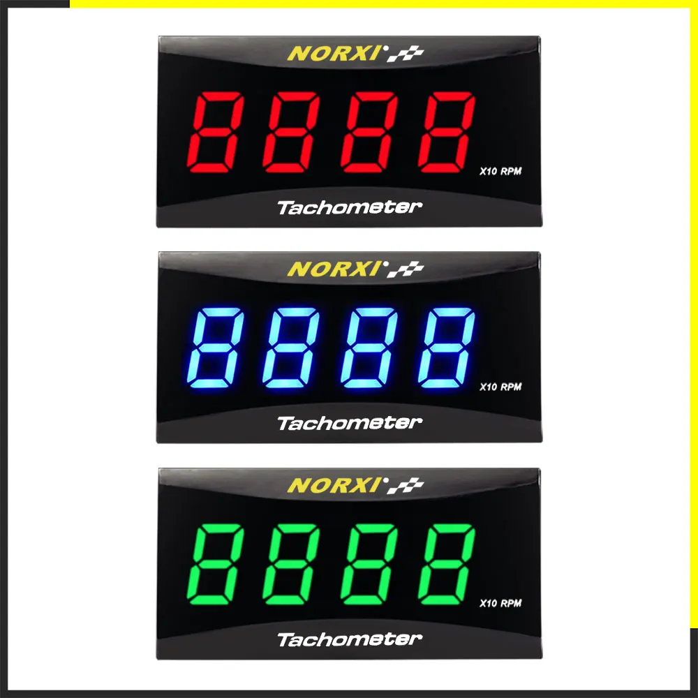 koso Tachometer for boat Mini RPM Meter norxi Digital Square LCD Display Engine Tach Racing Motorcycle With Stents