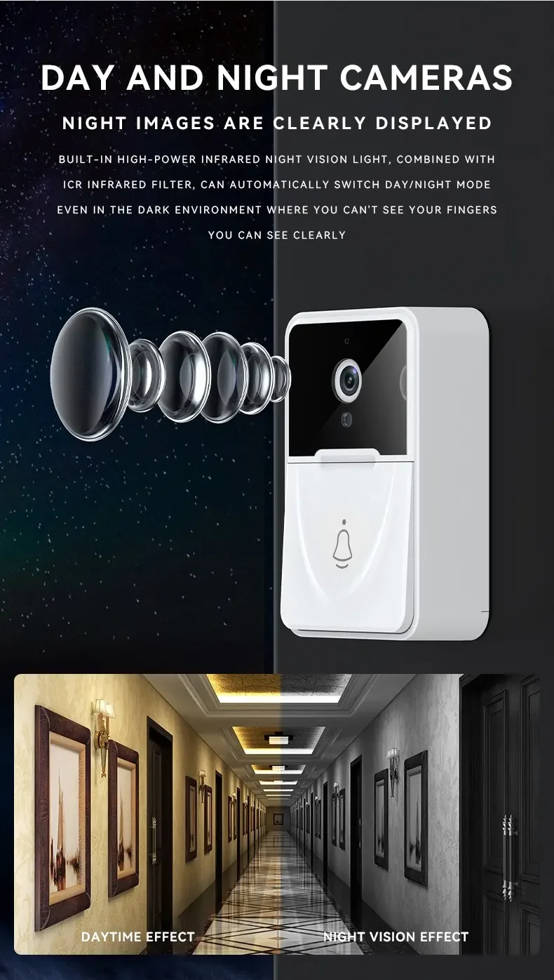 Tuya WiFi Video Doorbell Smart Home Door Bell 2.4Ghz Wireless Rechargeable Battery Outdoor HD Camera Visual Doorbell