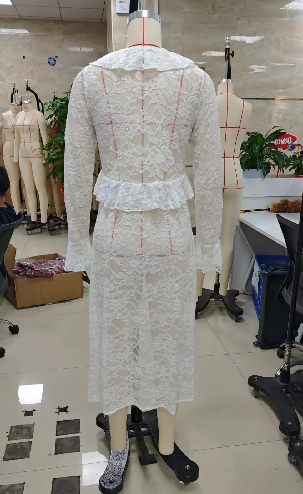Women Tie Front Cardigan Casual Lightweight Floral Lace Ruffles Long Duster for Streetwear Aesthetic Clothes