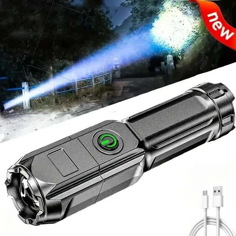 

Portable, Multi-Functional, Telescopic Zoom Ultra Bright Flashlight Abs Strong Light Focusing Led Flashlight