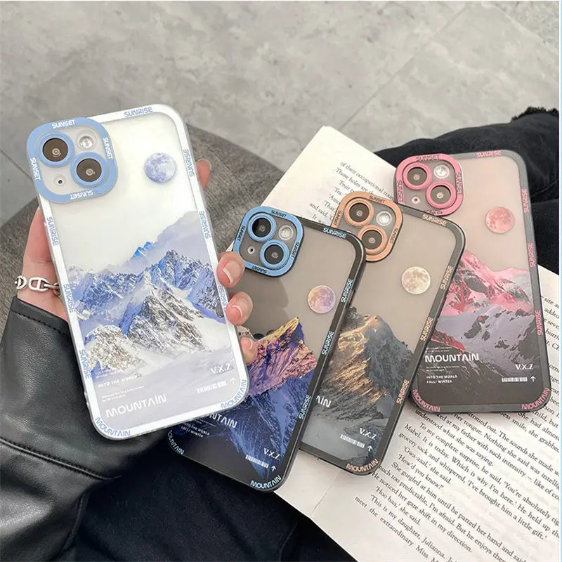 For Redmi Note 10 Pro Case For Xiaomi Mi 11 Lite 5G NE 11T Funda Redmi Note11 11S 9 8 10S 9S 9T 10C 9C C Sunset Moon Clear Cover