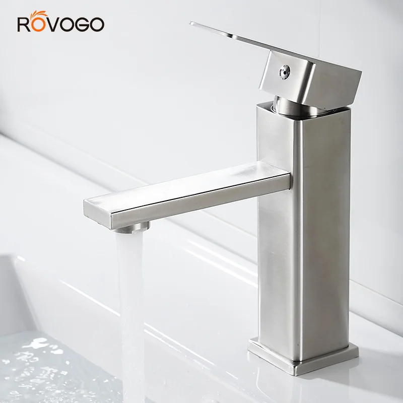 

ROVOGO Bathroom Faucet Brushed Nickel Single Handle Bathroom Vanity Faucet, Lavatory Vessel Faucet Basin Mixer Tap