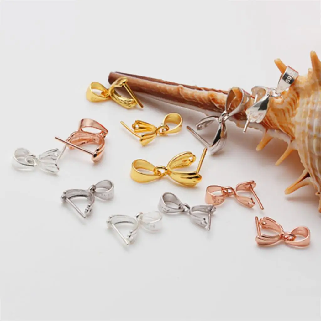 Pendant Accessories Pinch Bails Connector Clasp Jewelry Materials for Crafting Gemstone Bracelets and Necklaces