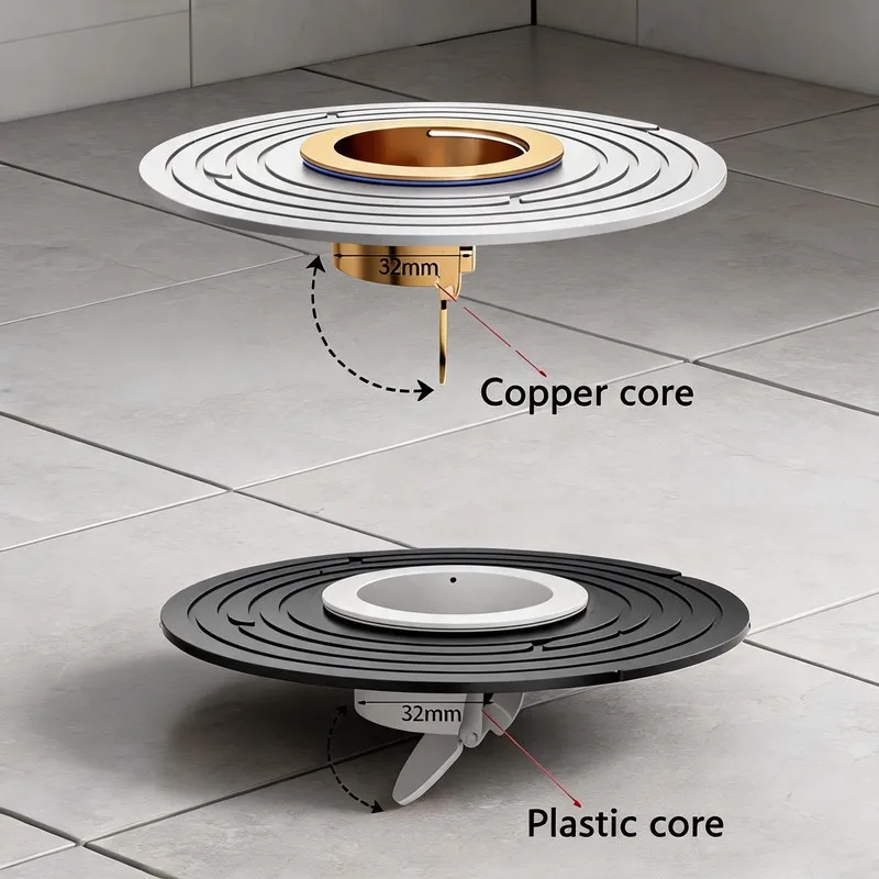 Large Size Brass Floor Drain Core Odor And Insect Proof Floor Drain Core Sewer Rapid Drainage Bathroom Floor Drain Core 1PC
