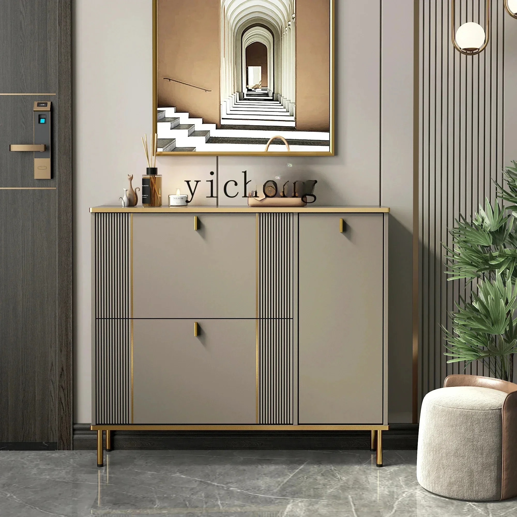 y4-home shoe cabinet simple and modern ultra-thin tipping bucket at the door of the home, narrow storage porch, low shoe cabinet
