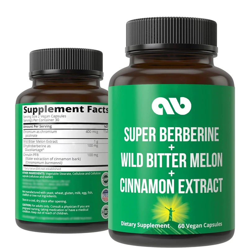 Ultra High Strength 4-in-1 Super Berberine Patent GlucoVantage ® +  Wild bitter gourd+cinnamon extract+chromium picolinate