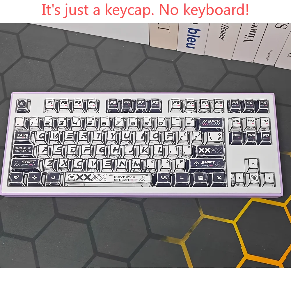 GEFENSI Manga Style Keycaps 137 Keys PBT Printed Set Cherry Keycaps 7U Spacebar For Wooting Mega Lion Mechanical Keyboard Skins