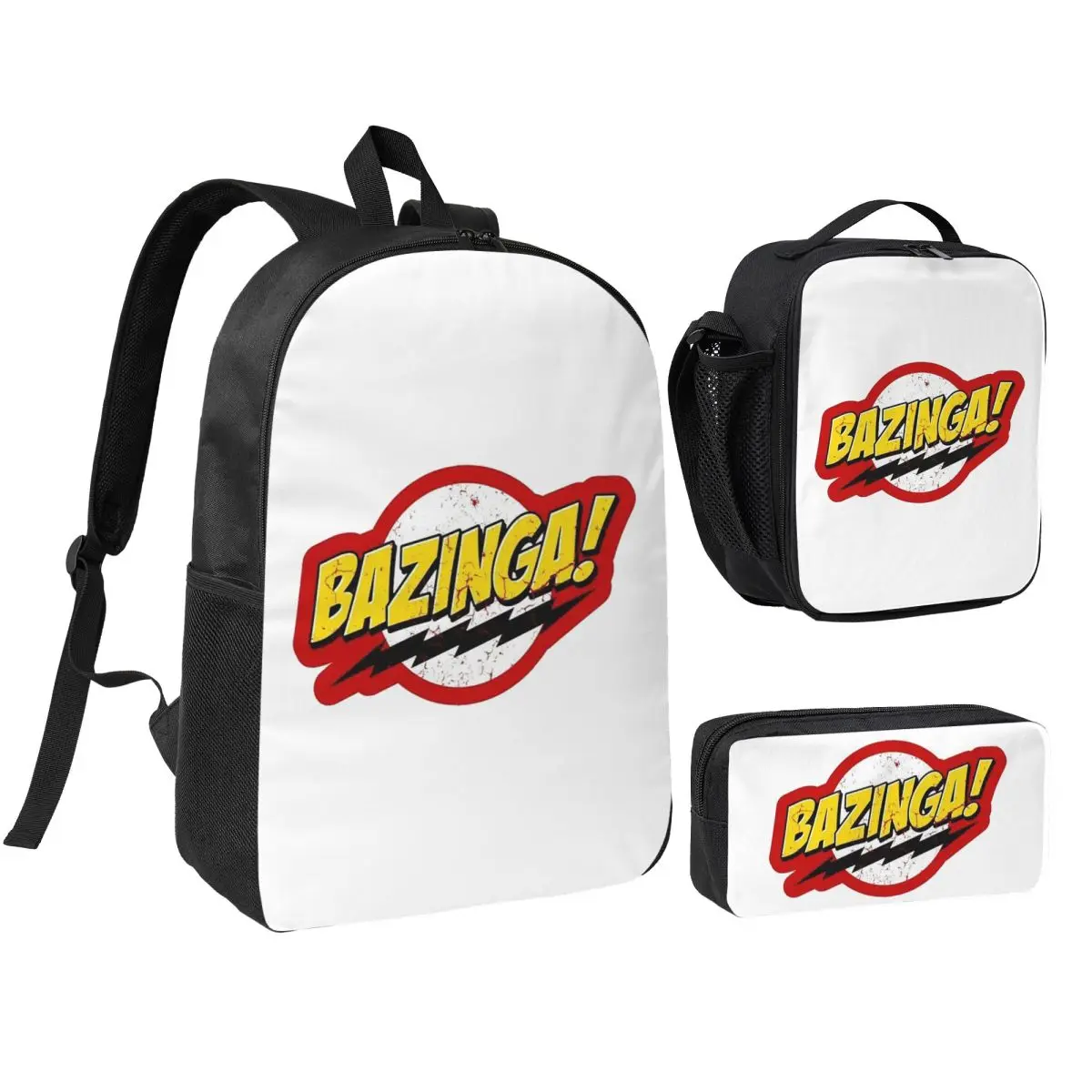 

Bazinga The Big Bang Theory Backpack Boys Girls BookBag School Bag Shoulder Bags 3ps Insulated Lunch Bag Pencil Case