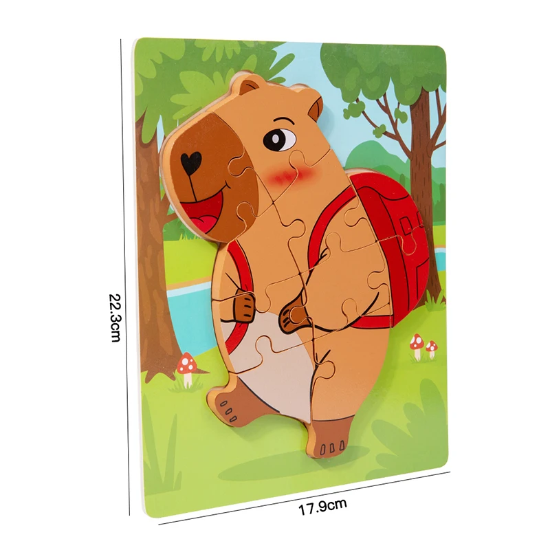 Puzzle dauphin 3D en bois Montessori, Animal de dessin animé, jouets d'apprentissage de la petite enfance, jeu à thème Parent-enfant, cadeaux pour enfants