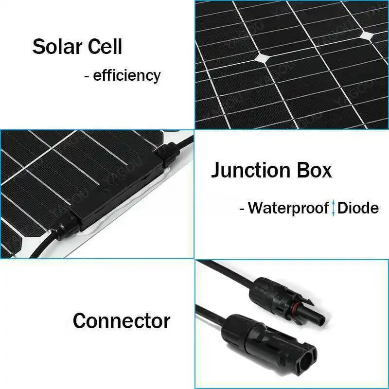 100W Solar Panel Kit Complete 12V with 10-60A Controller  Plug Cable Connectors For  Plates And Photovoltaic Systems