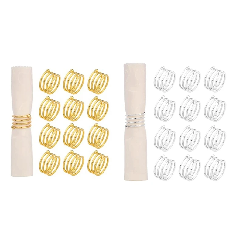 

Spring Napkin Rings Set Of 12,Metal Spiral Napkin Rings Round Serviette Holder Buckles Napkin Rings For Decor