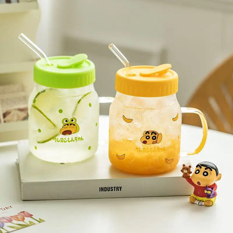 

Crayon Shin-Chan Straw Cup Kawaii Cartoon Print Large Capacity High Temperature Resistance Large Belly Cup Birthday Gift Girls