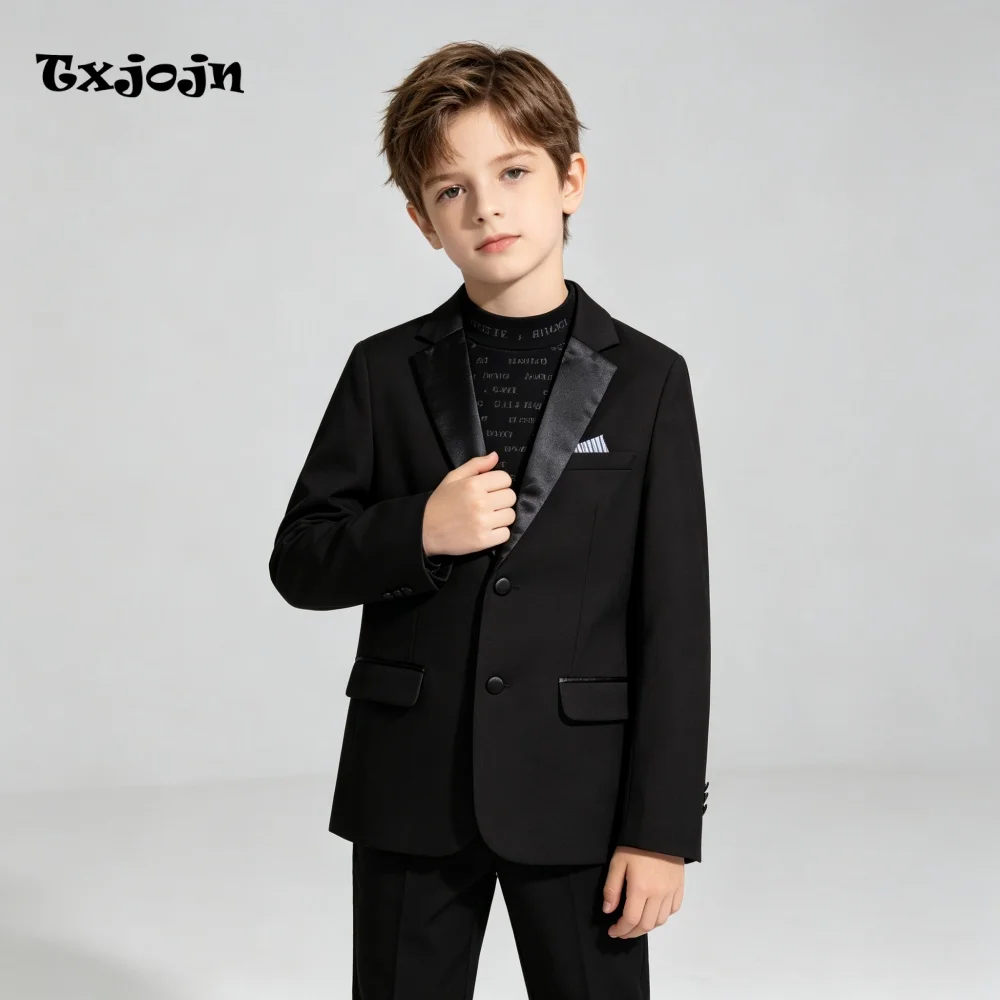 Formal Customized Boys Suit Classic Homecoming Tuxedos 2-piece Set Trend Satin Lapel Jacket Single Breasted Wedding Blazer Pants