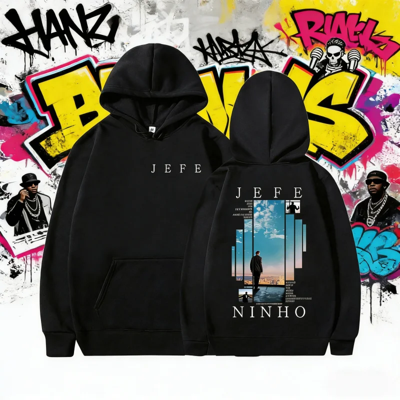 2025 Otoño e Invierno rapero Ninho Jefe álbum Merch Sudadera con capucha Unisex Hip Hop gótico manga larga 100% Sudadera con capucha estampada de algodón puro Y2k