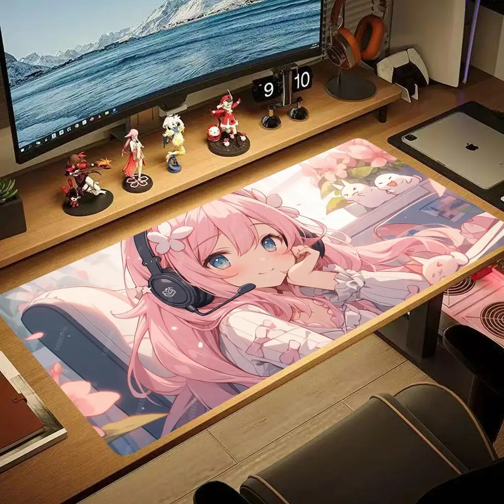 

‘NONE’Anime Girls Mouse Pad Kawaii Non-Slip Pink Desk Mat Cute Large Gaming Mousepad Gamer HD Print Mouse Mat Game Keyboard pad