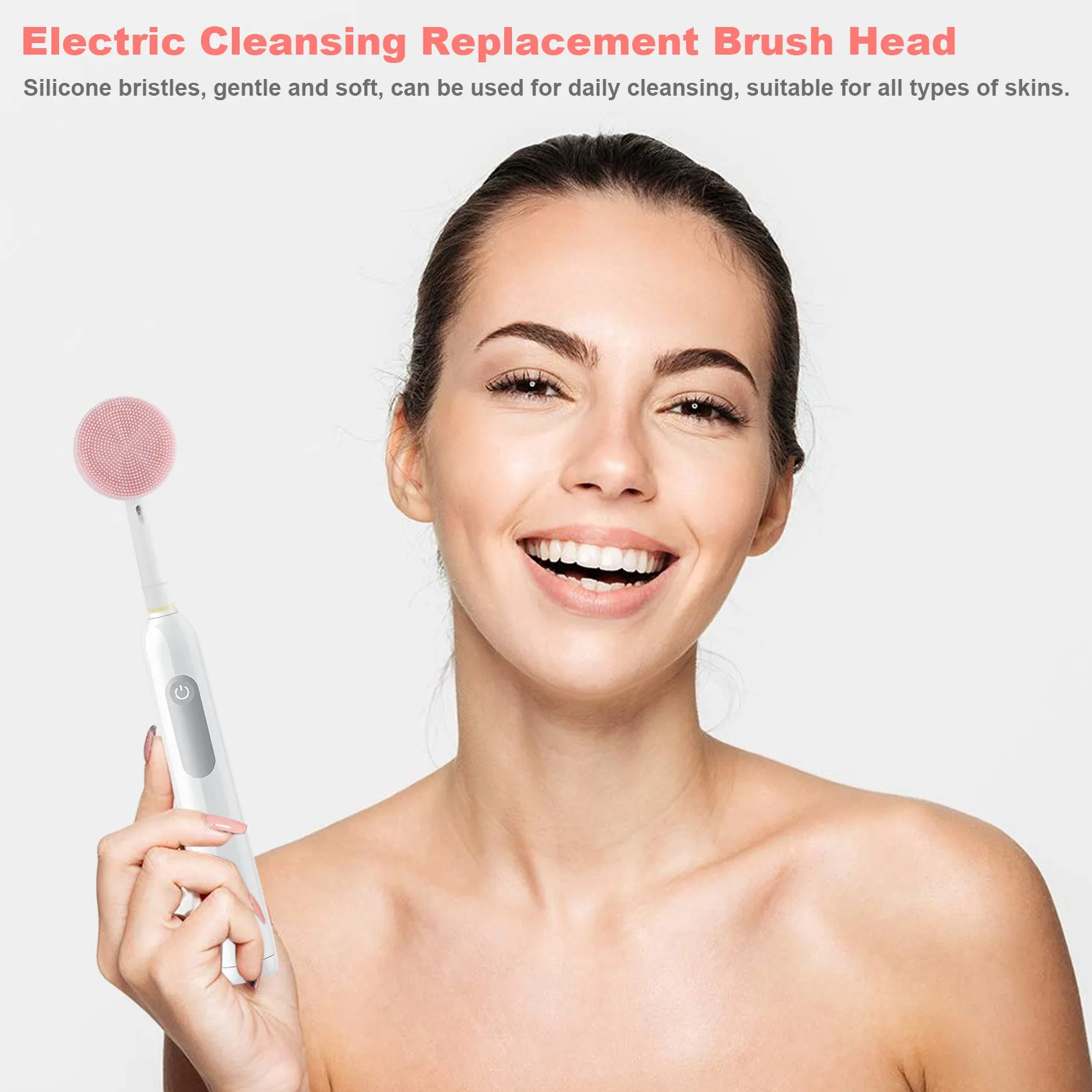 Suitable for Oral-B Electric Toothbrush, Electric Cleansing Brush Head, Replacement Brush Head, Silicone Pink