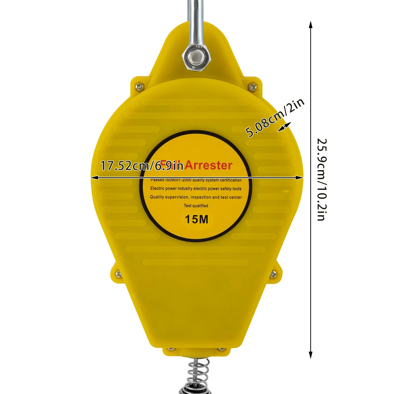 (15M, Yellow) 330lbs Safety Fall Arrester, 49.2ft Safety Self Retracting Lifeline, for Electric Power Maintenance, Aerial Work