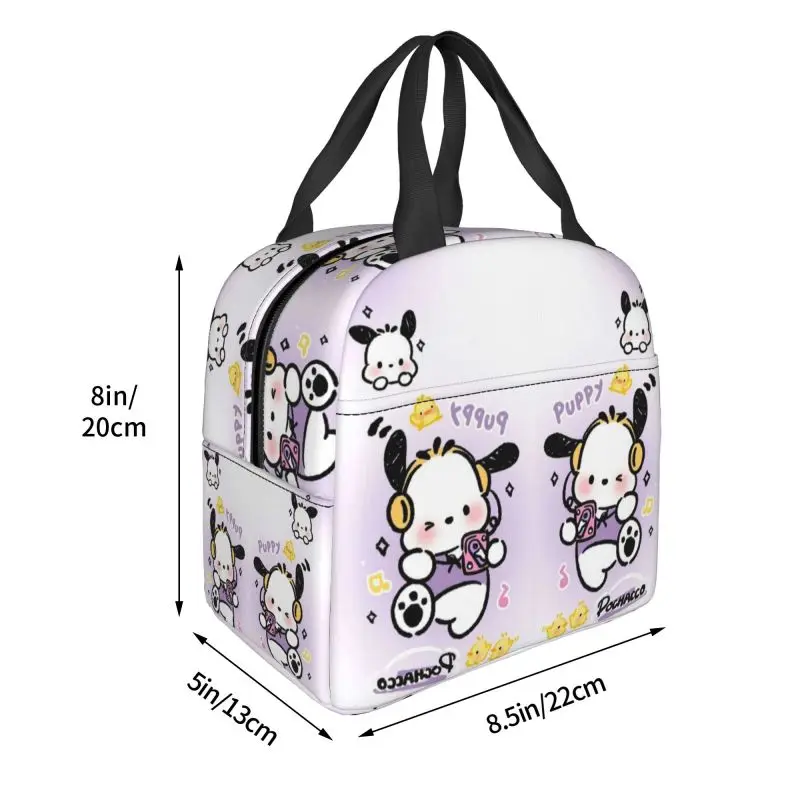 Borsa da pranzo isolata Sanrio Pochacco personalizzata per le donne borsa termica per il pranzo impermeabile Disney Cooler Tote Kids School Children