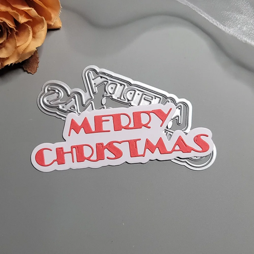 Word Merry Christmas Metal Cutting Dies for Scrapbooking DIY Album Educational Embossing Greeting Card Die Cuts Letter Christmas