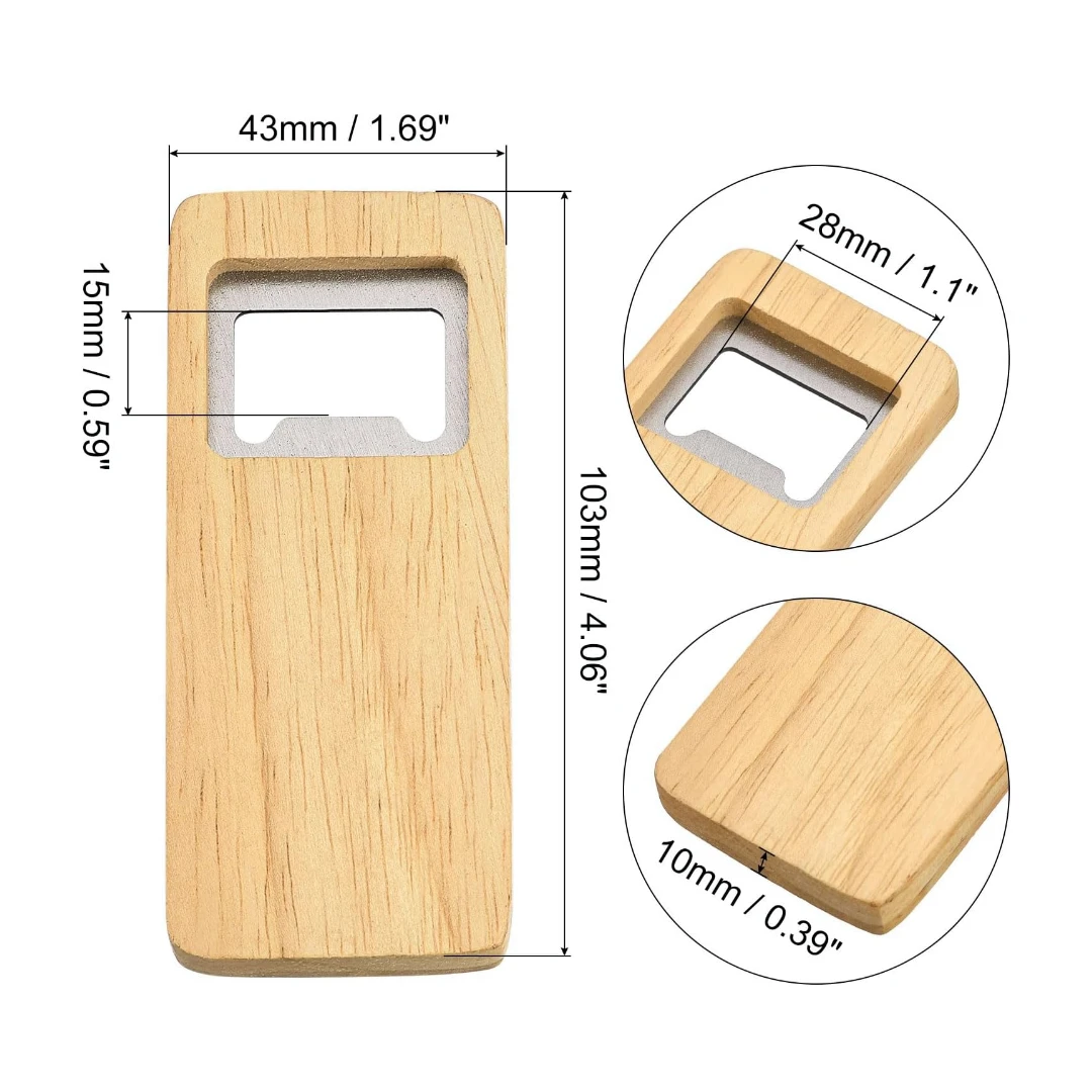 10-50PCS Wood Beer Bottle Opener with Wooden Handle Corkscrew Steel Square Openers Bar Kitchen Wedding Party Gift DIY Crafts