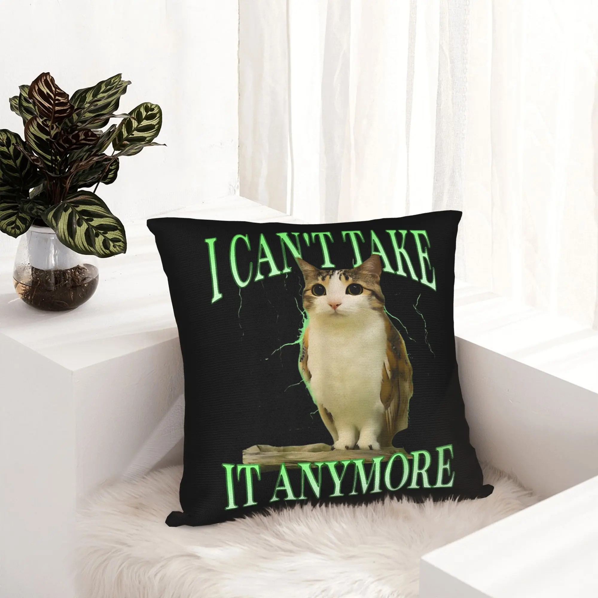Funny Meowl I Can't Take it Anymore Cat Owl Pillowcase Printed Cushion Cover Decoration  Pillow Case Cover Home Zippered