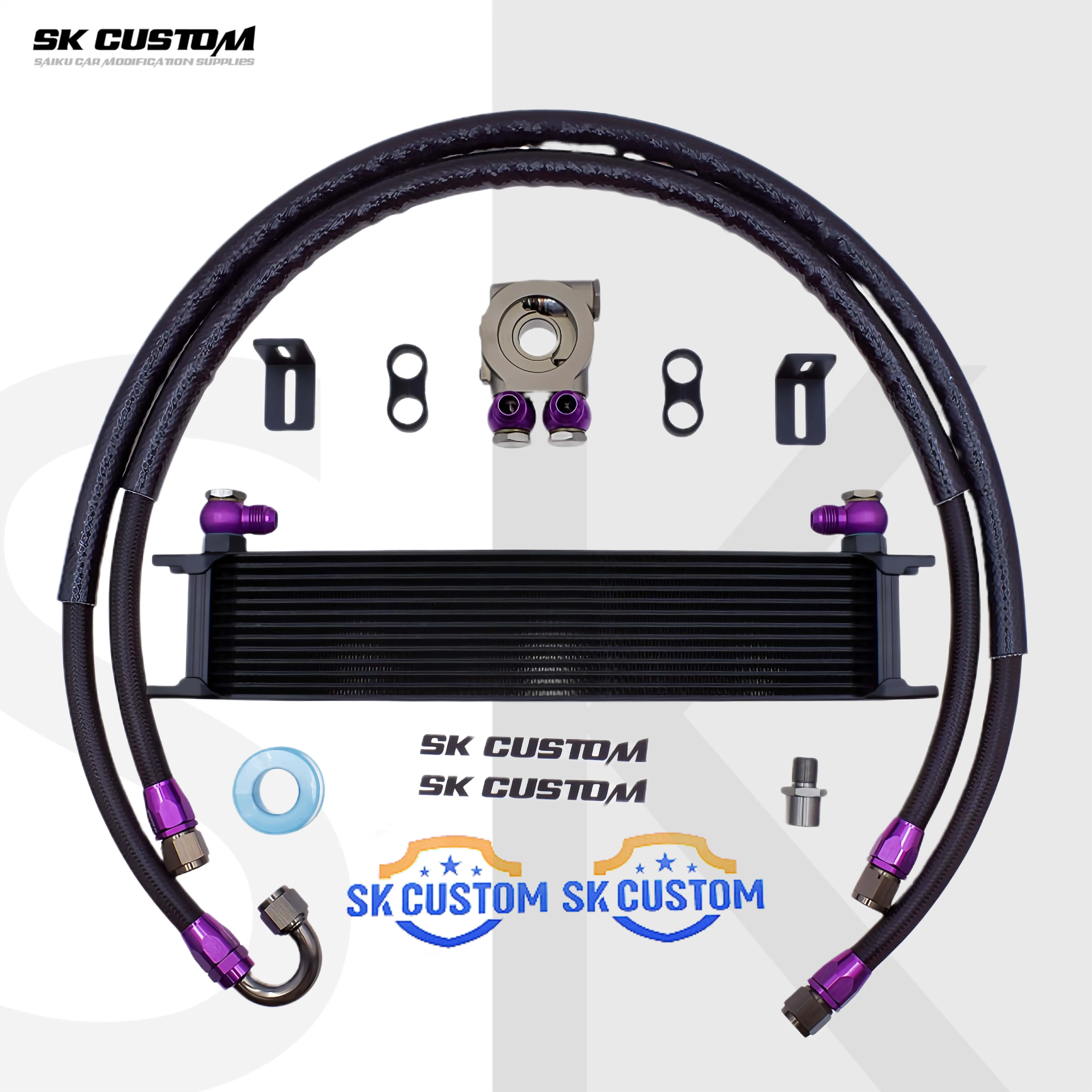 SK CUSTOM For Toyota GR Yaris Engine Oil Cooler Kit Direct Fit Racing Cooling Aluminum Radiator AN10