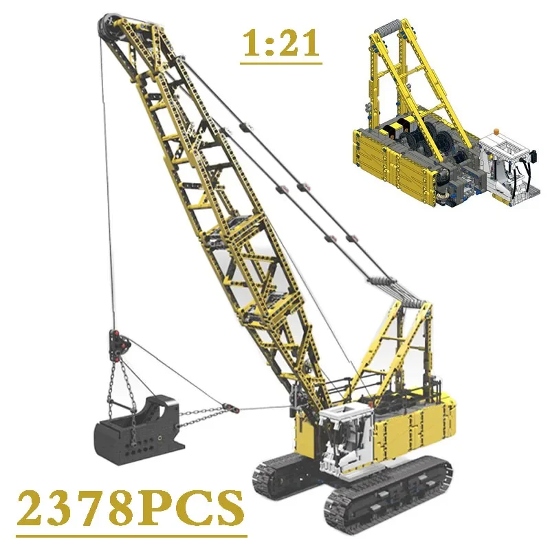 MOC-17193 MOC-17193 MOC-17382 Crawler Crane Excavator Remote Control Difficult Assembly Toy Excavator +Trailer Head + Pallet Toy