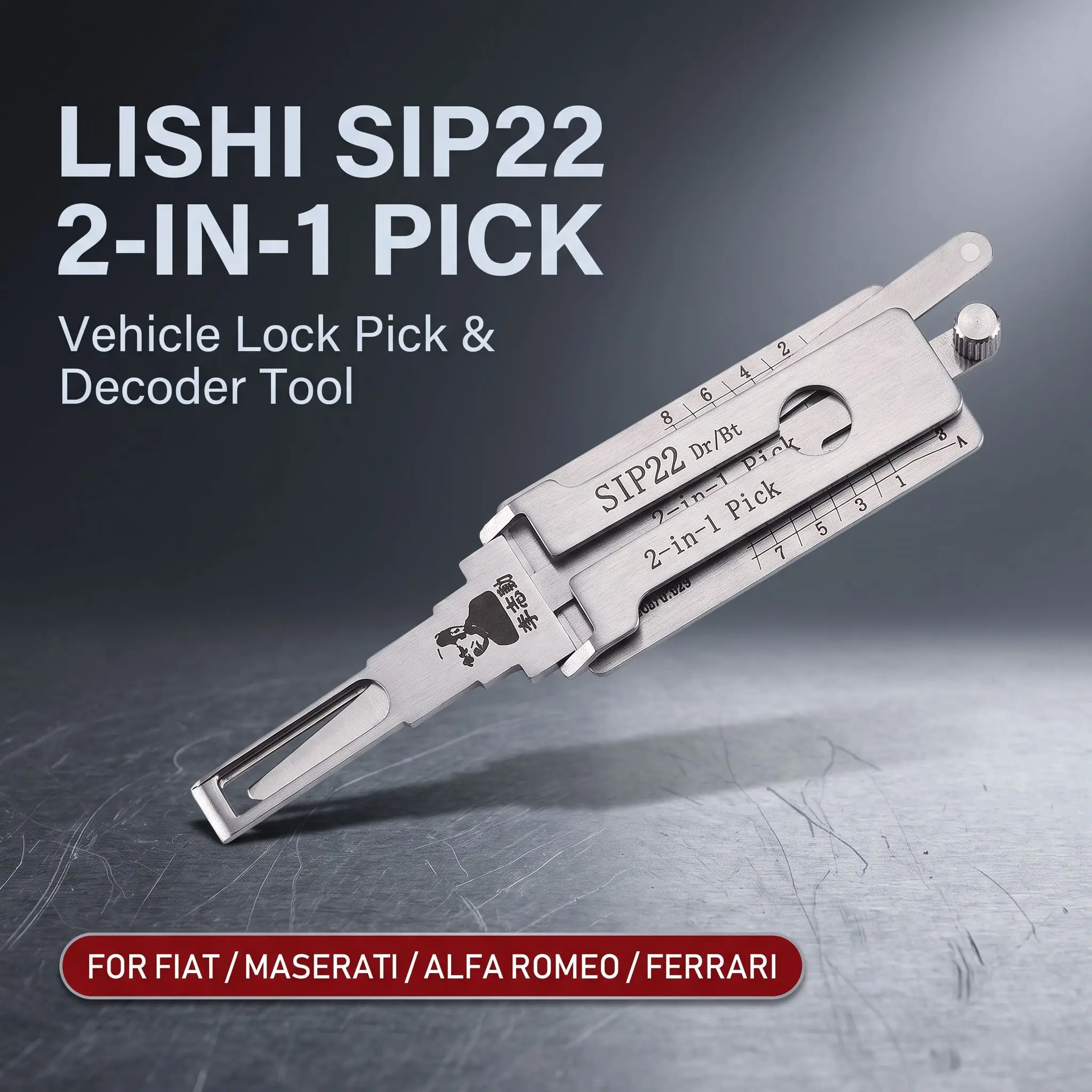 Lishi Original SIP22 2-in-1 Auto Lock Repair Tool for Fiat Maserati Alfa Romeo Ferrari, Car Lock Measurement & Maintenance Set