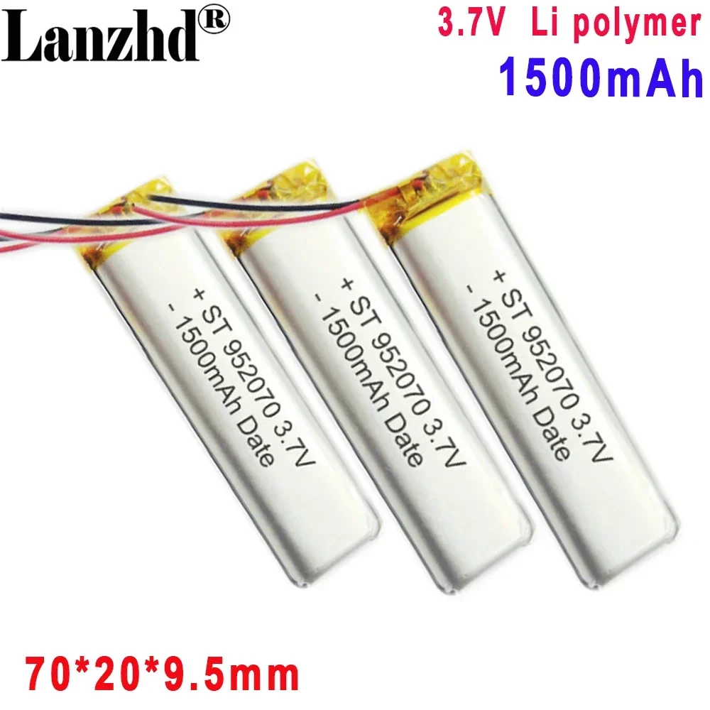 3.7V Polymer lithium battery 952070 102070 For Beauty instrument rechargeable battery 1500mah polymer battery