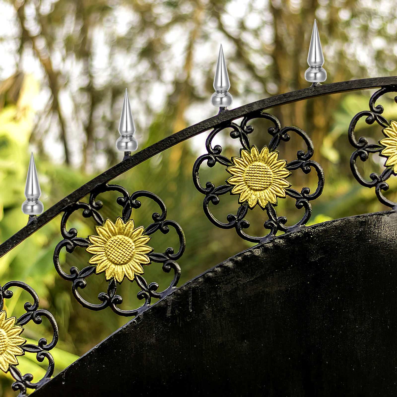 

4 Pcs Stainless Steel Conical Gun Head Fence Finial Top Triangle Aluminum Alloy Yard Wall for Iron Picket Pickets