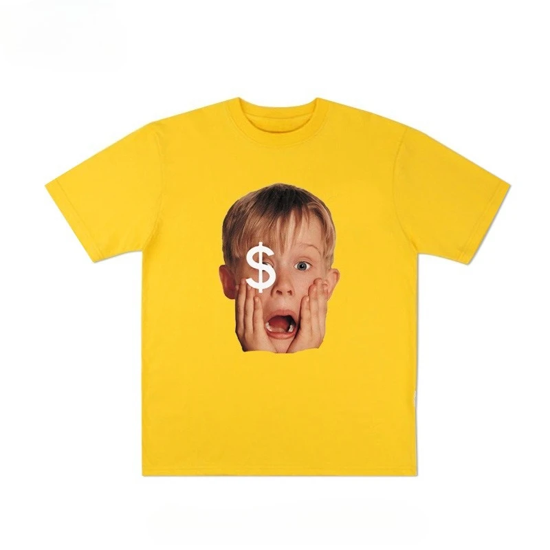 Mocking Head Portrait Loose Men-women Couple Short-sleeved T-shirt As Base Layer Pure Cotton Short-sleeved Shirt