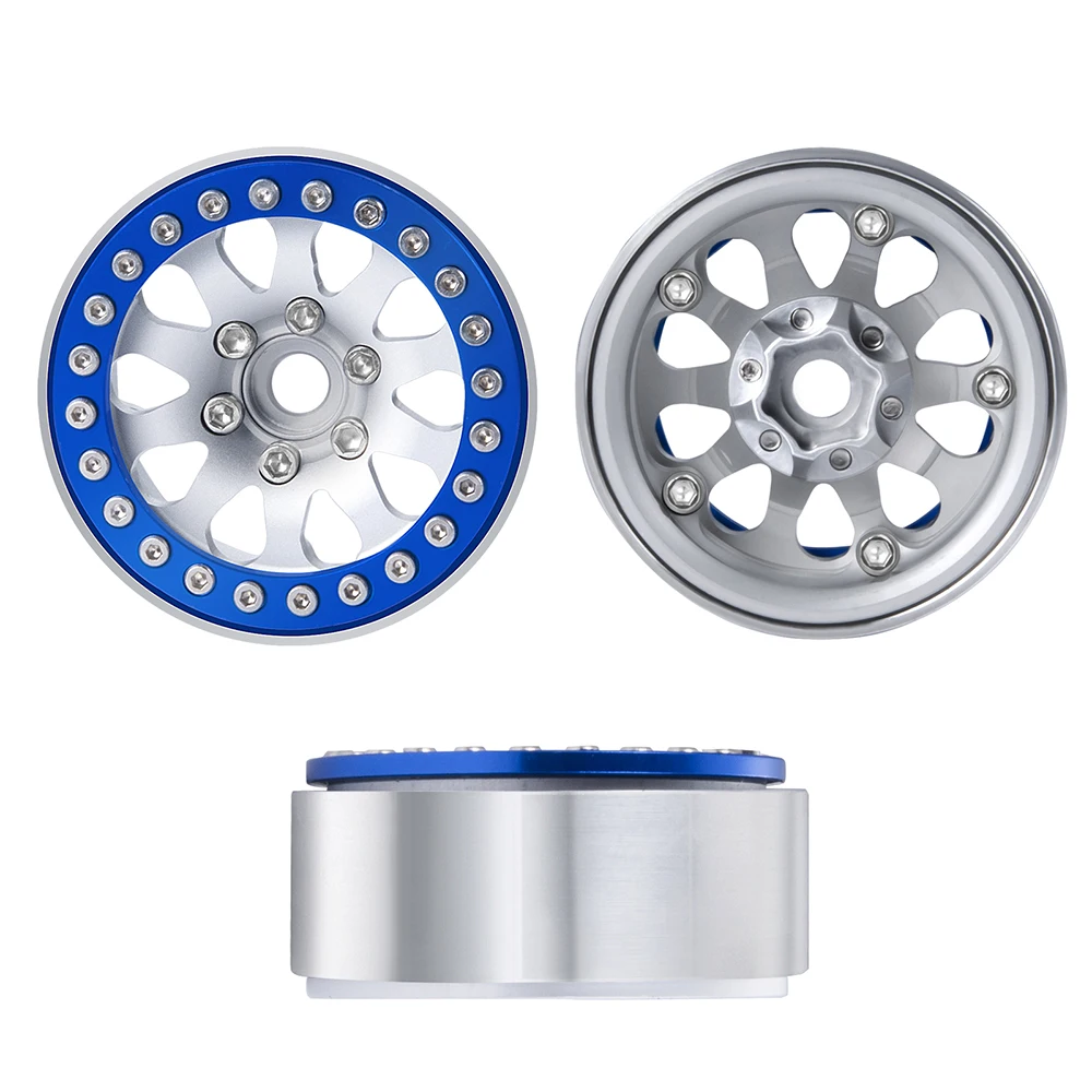 MIBIDAO 4Pcs Aluminum Alloy 1.9 Inch Beadlock Wheels Rims Hubs for Axial SCX10 II 90046 AXI03007 1/10 RC Crawler Car Model Parts
