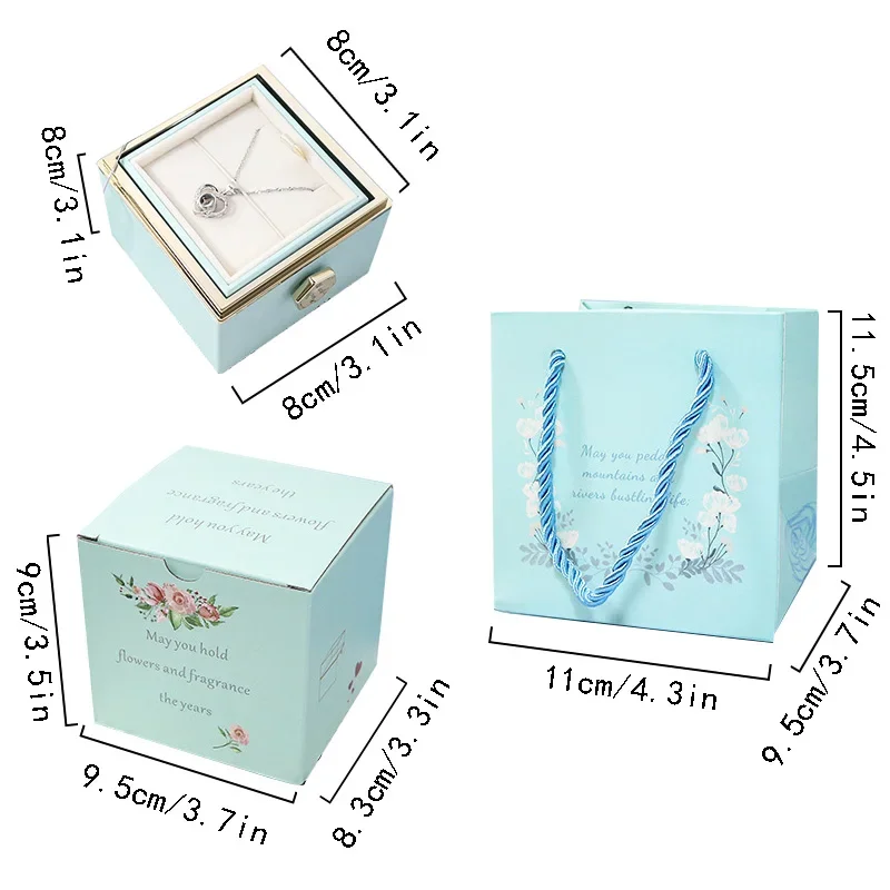 Rotation Rose Jewelry Gift Boxes Valentine\'s Day Marriage Acrylic Ring Boxes Necklace Storage Rose Jewelry Display Rack