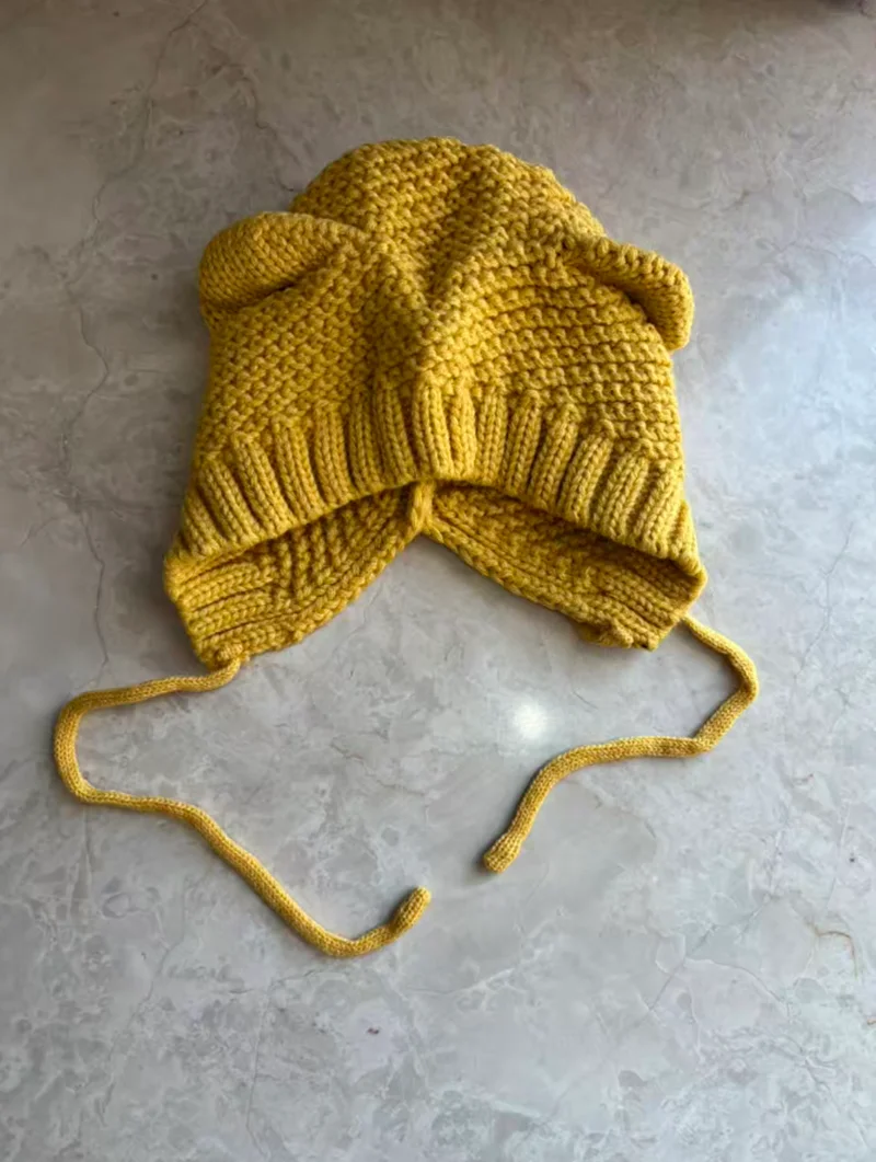 قبعات الموضة الجديدة، البلوزات، الألوان النقية، قبعات الصوف المحبوكة، الخريف الشتاء، القمصان، آذان دافئة الفتاة الصغيرة، التقاط الصور #5