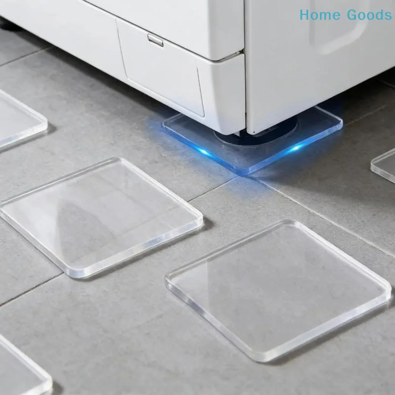 4pcs Transparent Shock Absorbing Washing Machine Pads Anti Vibration Mat Non Slip Feet Protector for Home Laundry Appliance